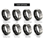font options for inside engraving on black & grey ab wheel rings