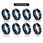 font options for inside engraving on blue & silver abduction beam rings
