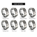 font options for inside engraving on gray abduction beam rings