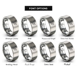 font options for inside engraving on silver abstract dove flight rings