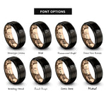 font options for inside engraving on black & rose gold abuela heart rings