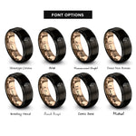 font options for inside engraving on black & rose gold abuelo heart rings