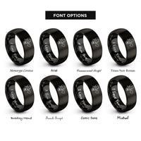 font options for inside engraving on black abuelo heart rings