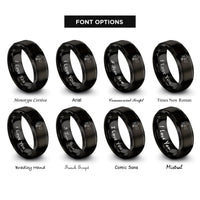 font options for inside engraving on black abuelo heart rings