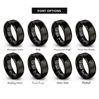 font options for inside engraving on black abuelo heart rings