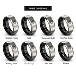 font options for inside engraving on black & grey abxy button cluster rings