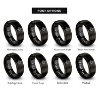 font options for inside engraving on black abxy button cluster rings