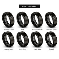 font options for inside engraving on black abxy button cluster rings