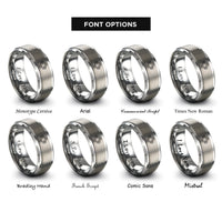 font options for inside engraving on grey abxy button cluster rings