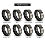 font options for inside engraving on black & grey acacia canopy rings
