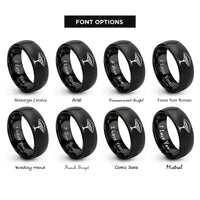 font options for inside engraving on black acacia canopy rings