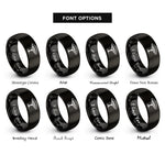 font options for inside engraving on black acacia canopy rings