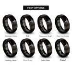 font options for inside engraving on black acacia canopy rings