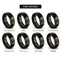 font options for inside engraving on gunmetal & black acacia canopy rings