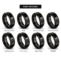 font options for inside engraving on black academic column rings