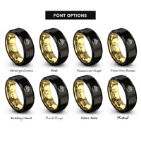 font options for inside engraving on black & gold acai bowl rings