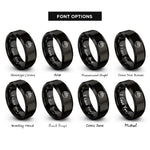 font options for inside engraving on black acai bowl rings