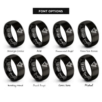 font options for inside engraving on black accent mark wedge rings