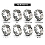 font options for inside engraving on gray accent mark wedge rings