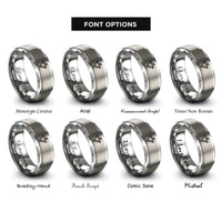 font options for inside engraving on silver accent mark wedge rings