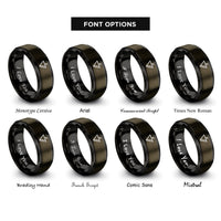 font options for inside engraving on gunmetal & black accent mark wedge rings