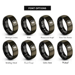 font options for inside engraving on gunmetal & black accidental sharp rings