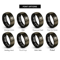 font options for inside engraving on gunmetal & black accidental sharp rings