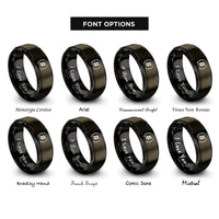 font options for inside engraving on gunmetal & black accidental sharp rings
