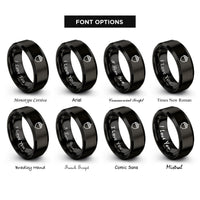 font options for inside engraving on black acorn rings