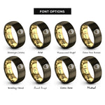 font options for inside engraving on gunmetal & gold acorn rings