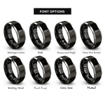 font options for inside engraving on black & grey acoustic guitar rings