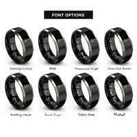 font options for inside engraving on black & grey acoustic guitar rings