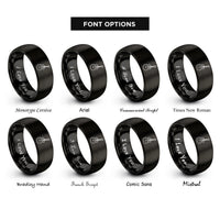 font options for inside engraving on black acoustic guitar rings