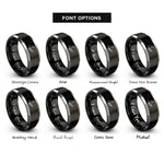 font options for inside engraving on black & silver acoustic strummer rings