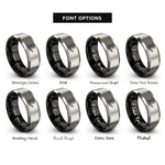 font options for inside engraving on black & silver acoustic strummer rings