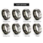 font options for inside engraving on gunmetal & silver acoustic strummer rings