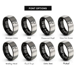 font options for inside engraving on black & gray acrylic brush rings