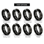 font options for inside engraving on black & silver acrylic brush rings