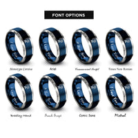 font options for inside engraving on blue & silver action camera rings