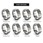 font options for inside engraving on silver action camera rings
