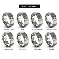 font options for inside engraving on silver action camera rings