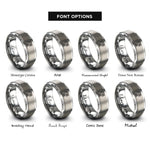 font options for inside engraving on silver action camera rings