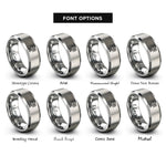 font options for inside engraving on silver action camera rings