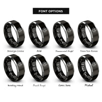 font options for inside engraving on black & silver adaptive bike rings