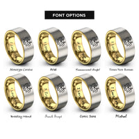font options for inside engraving on gold & gray adaptive bike rings