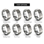 font options for inside engraving on silver adaptive bike rings