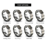 font options for inside engraving on silver adaptive bike rings