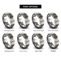 font options for inside engraving on silver adaptive bike rings