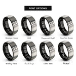 font options for inside engraving on black & grey adhesive bandage rings