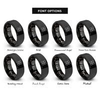 font options for inside engraving on black adhesive bandage rings